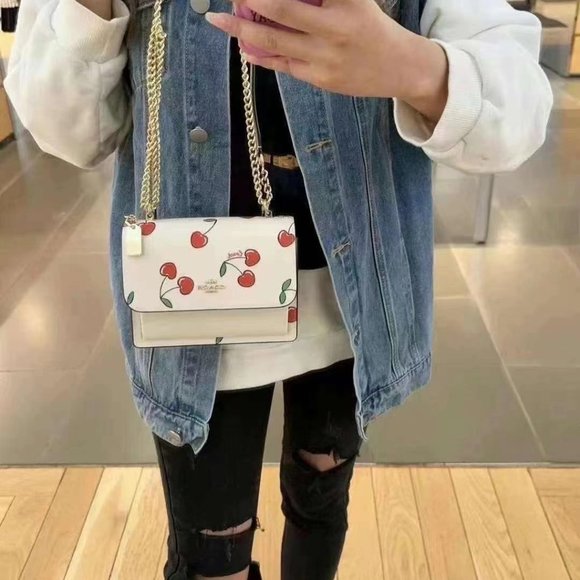 Coach Mini Klare Crossbody With Heart Cherry Print CE656 - Picture 3 of 7